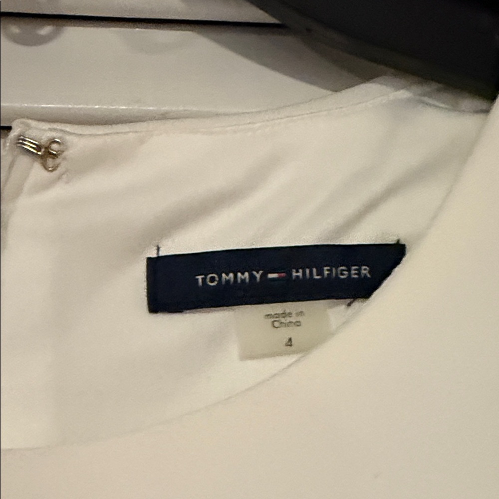 Tommy Hilfiger Cream Dress with Black Floral Sleeves - Picture 3 of 5